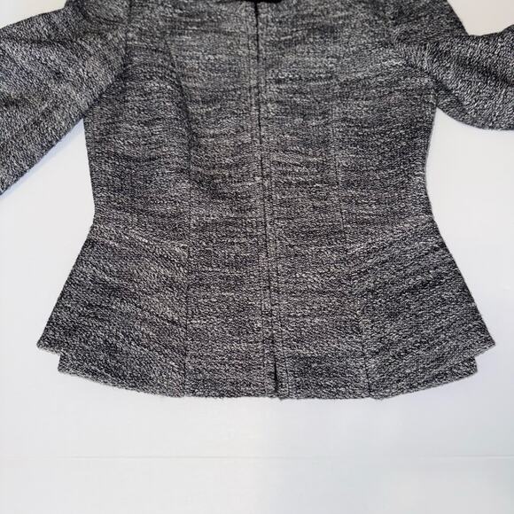 Theory Jondi Size 6 Tweed Knit Jacket Gray Black Open Front Work Blazer Peplum - Picture 5 of 10